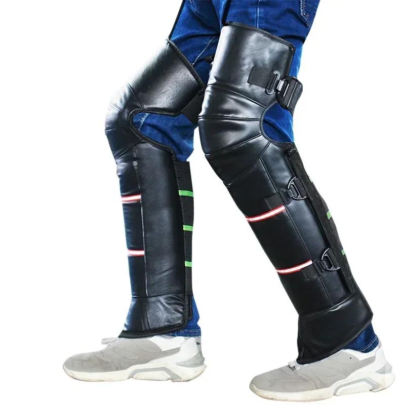 Genouillères chaudes pour moto, jambes d'équitation, coupe-vent, en cuir PU, imperméables, pour Scoo