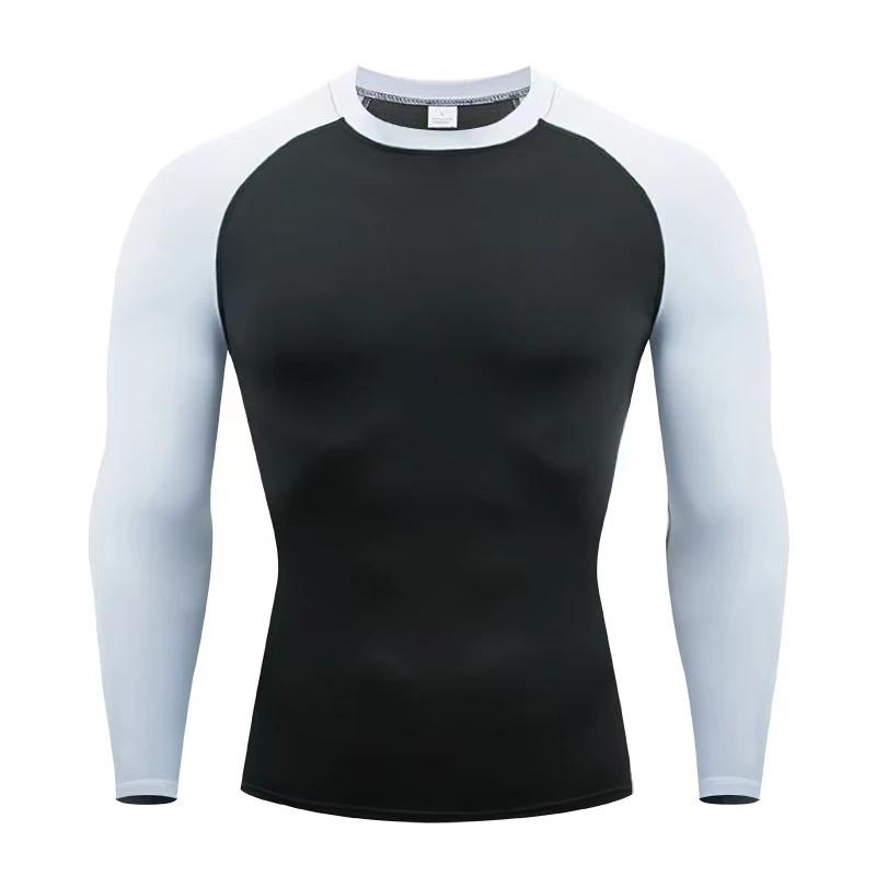 T-shirt de Compression à manches longues pour hommes, chemise de course, de musculation, à séchage r
