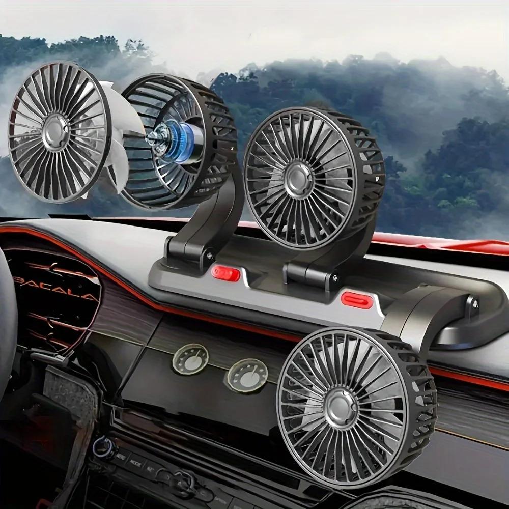 Ventilateur de voiture à trois têtes, USB, 3 vitesses réglables, rotation résistante à 360, adapté a