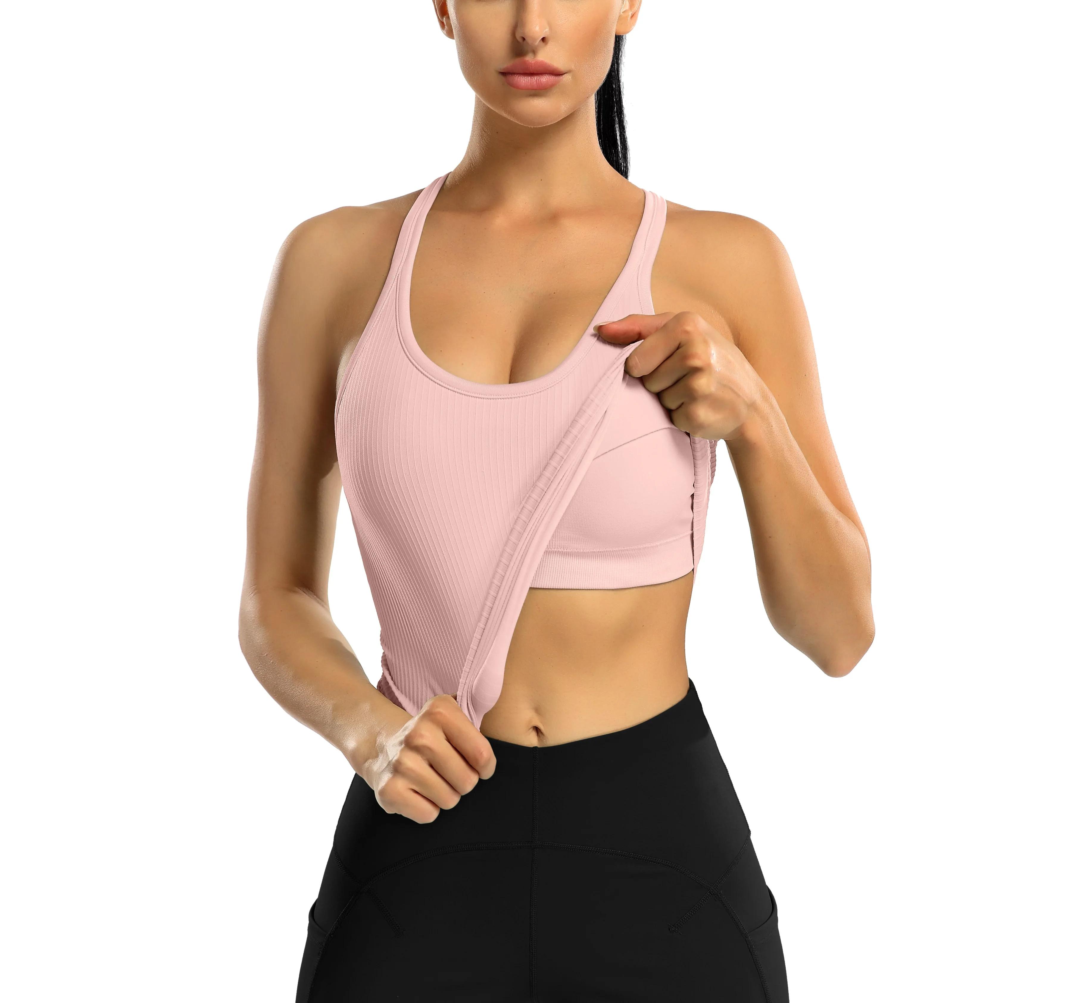Haut de sport Anfilia-Y pour femme - Slim Fit avec col en U rembourré, dos nageur et haute élasticité