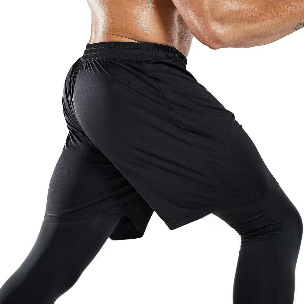 Pantalon de sport de compression 2 en 1 pour hommes, pantalon d'entraînement à séchage rapide, panta