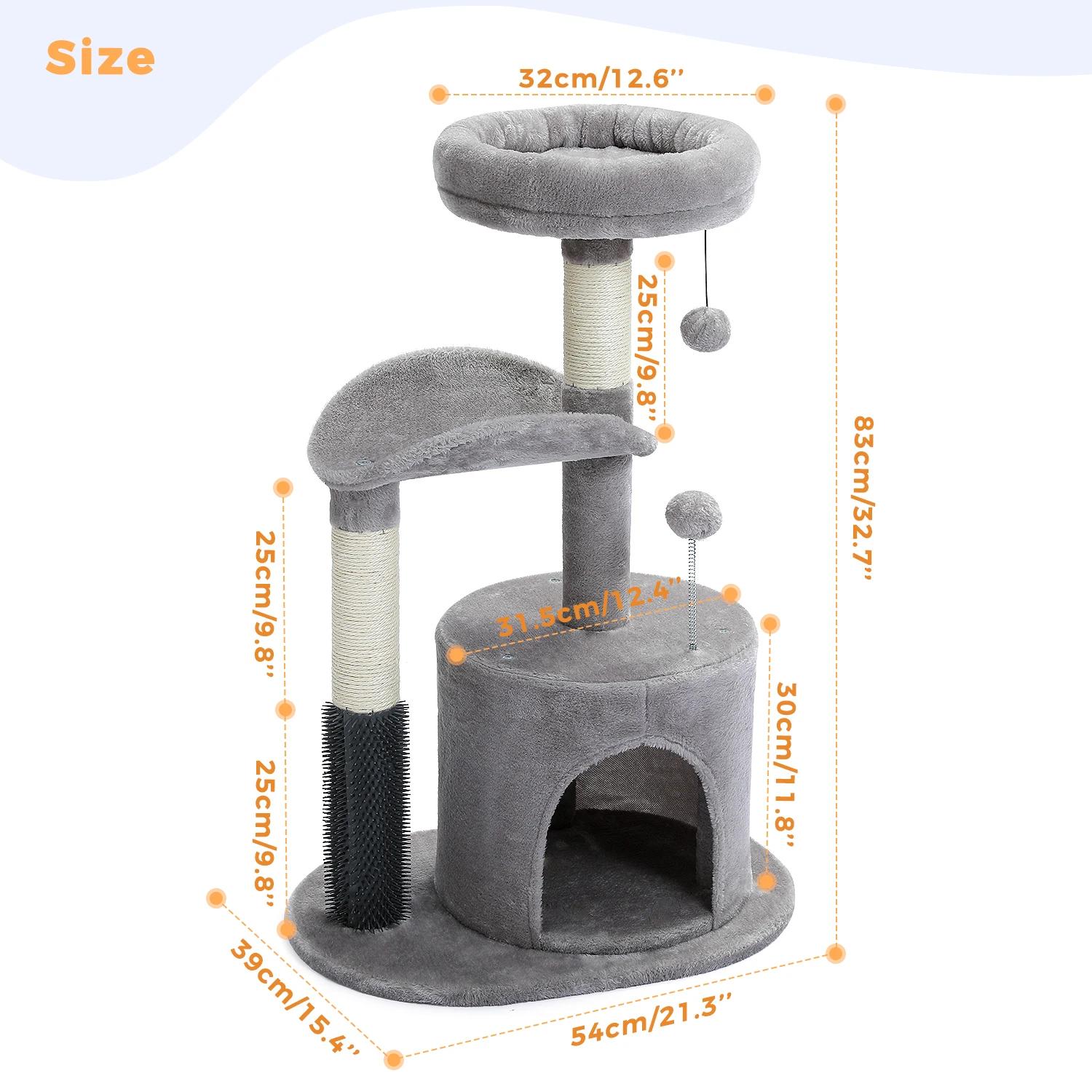 Tour de petit arbre à chat d'intérieur pour chats, jouet coule pour chat de taille moyenne, condo po