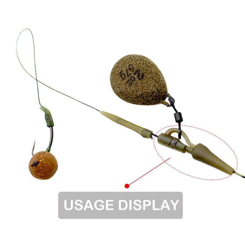 20 jeux de Clips de plomb et de caoutchoucs de queue, Kit de matériel de pêche à la carpe, accessoir