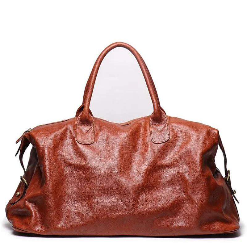 Sac de voyage de luxe en cuir véritable pour hommes, sac à bagages polochon de grande capacité, sac
