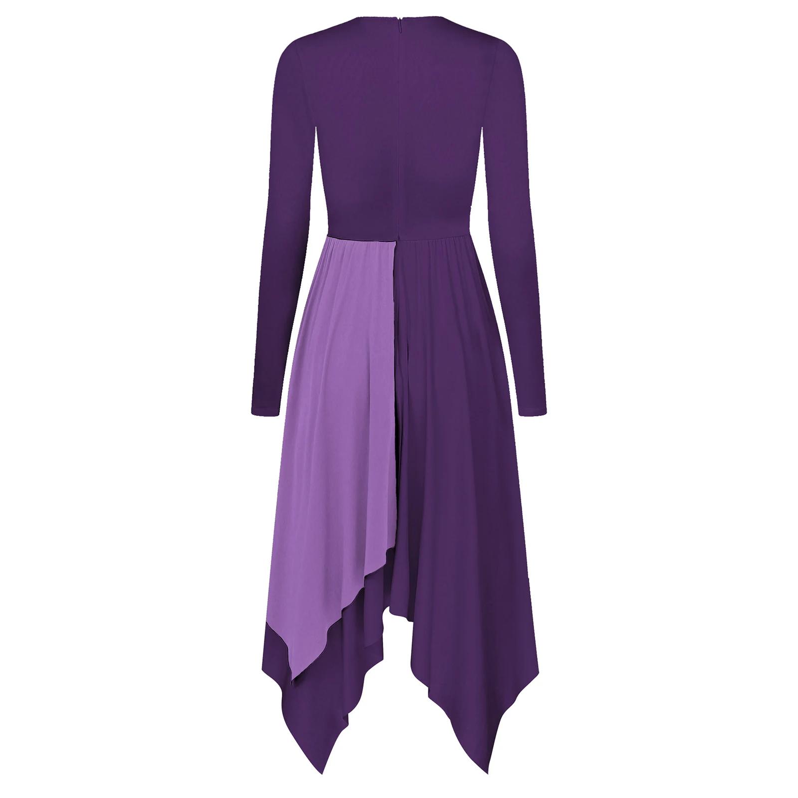 Robe de danse lyrique moderne à manches longues pour femmes, vêtements de danse pour salle de bal, c