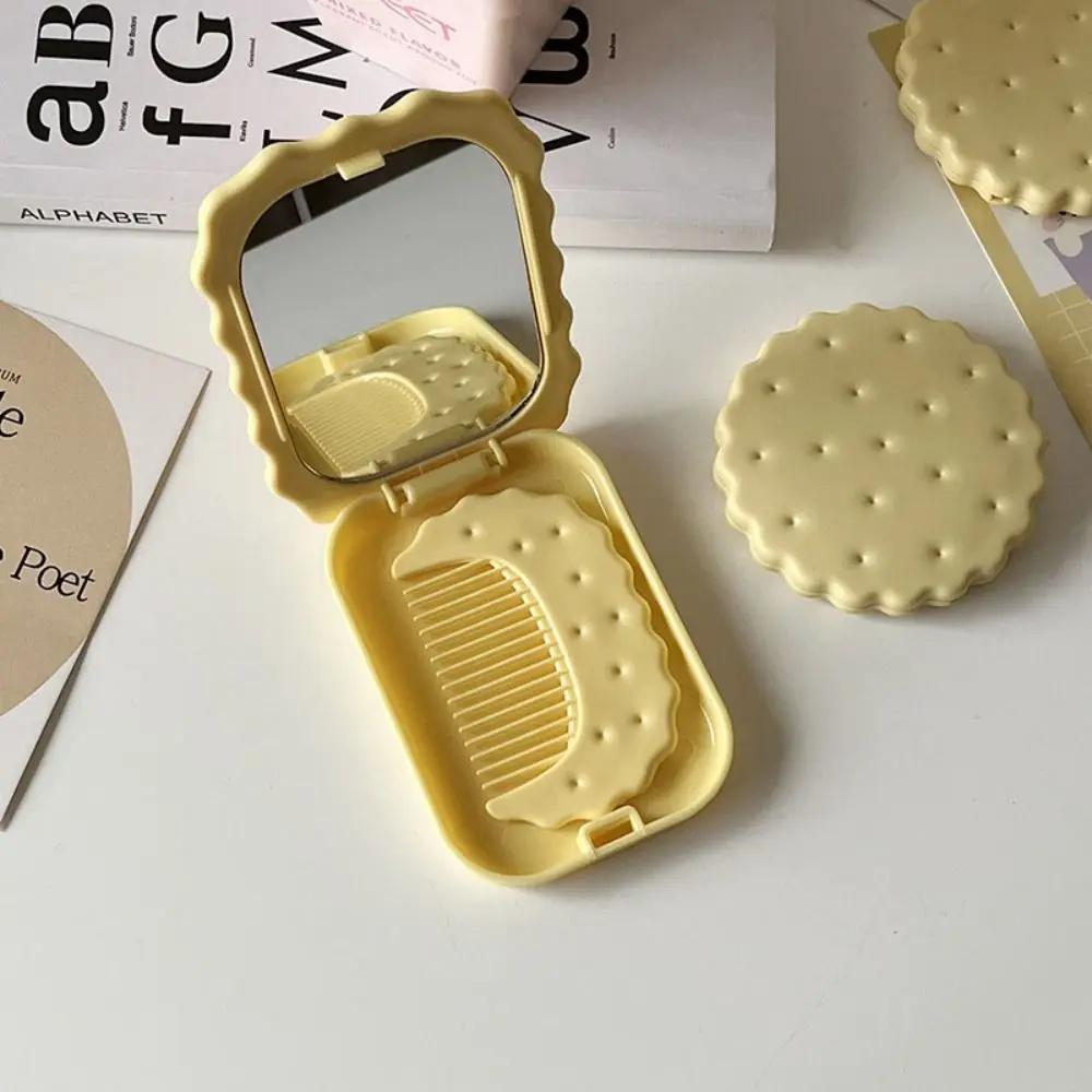 Mini miroir de poche en forme de biscuit au fromage, portable, pliable, pour maquillage, pour voyage