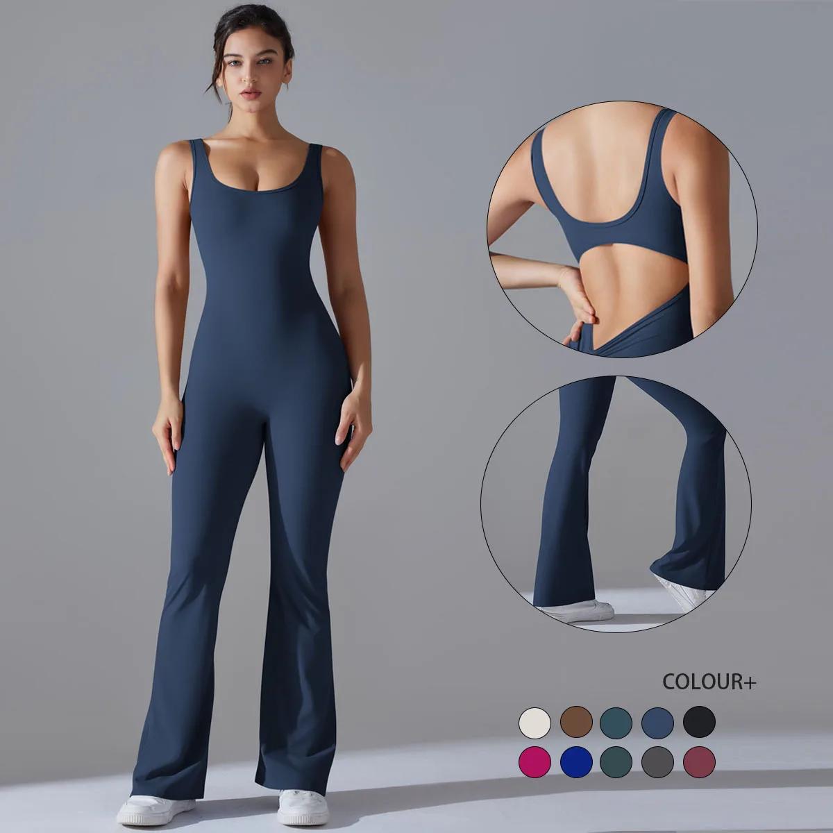 Combinaison d'entraînement dos nu pour femme - Ensemble de yoga et fitness sexy