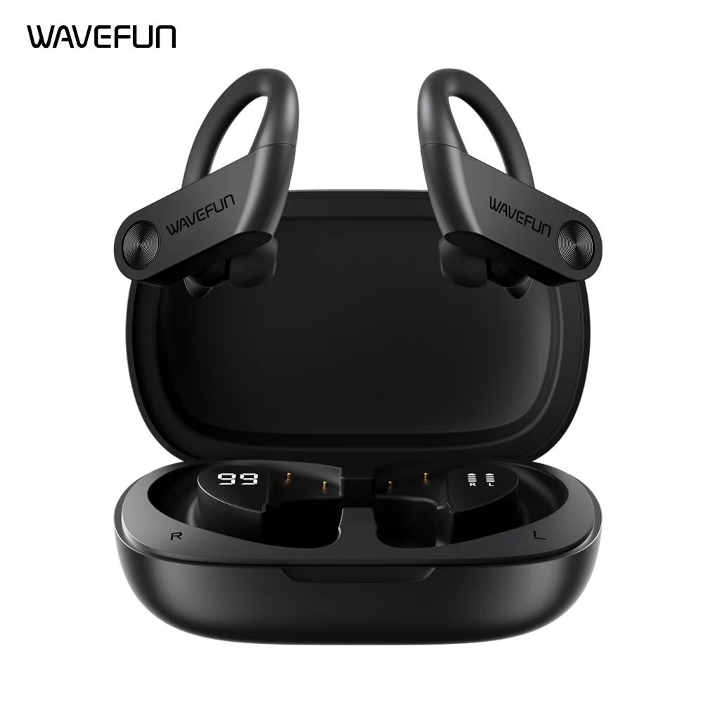 Wavefun-Écouteurs Bluetooth XBuds 5 avec crochet d'oreille et étui de charge, écouteurs étanches ave