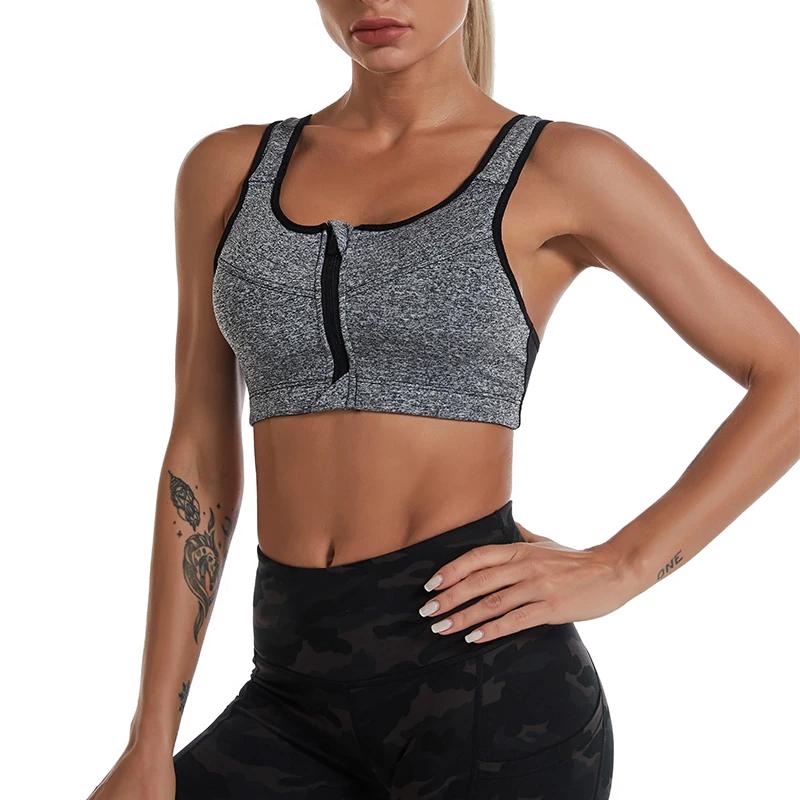 Soutien-gorge sport grande taille femme - Brassière fitness 3XL à 5XL fermeture avant pour yoga gym