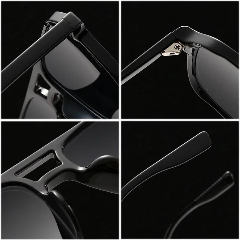SO & EI mode Double ponts carrés Rivets femmes lunettes de soleil rétro hommes dégradé nuances UV400