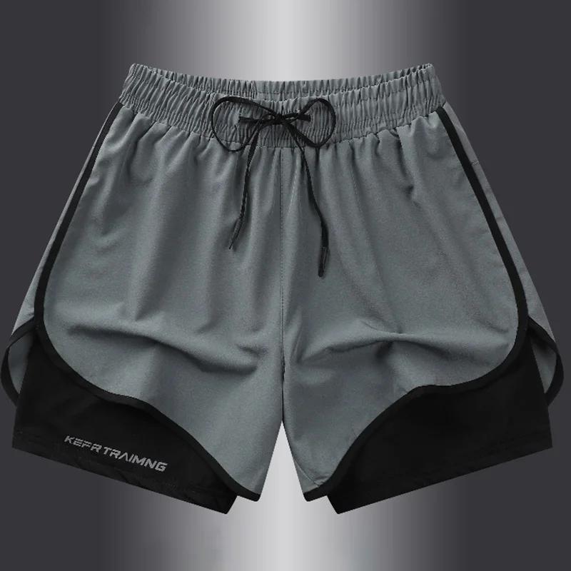 Shorts de sport d'été faux deux pièces, pour hommes et femmes, séchage rapide, trois quarts de long,