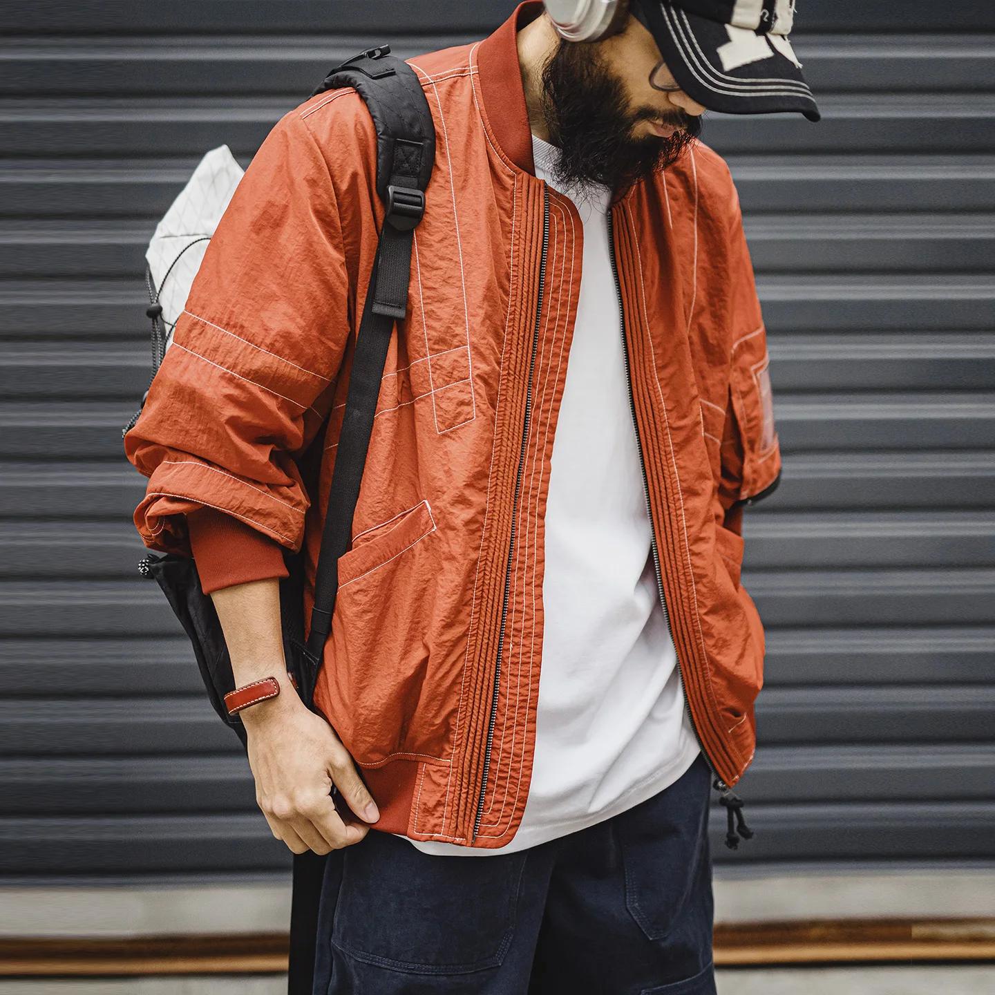 Blouson bomber MA1 Maden pour homme, veste de pilote légère, fermeture éclair, style baseball classi