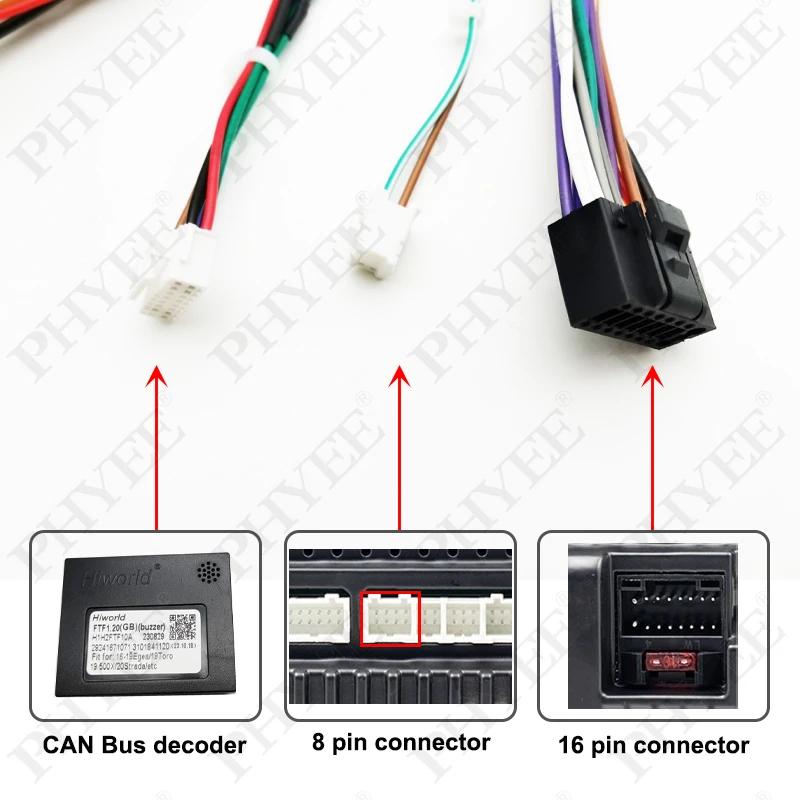Décodeur de bus CAN de harnais mini-ISO, rétention SWC RCA P&P 16 broches Android, pour Fiat 500 200