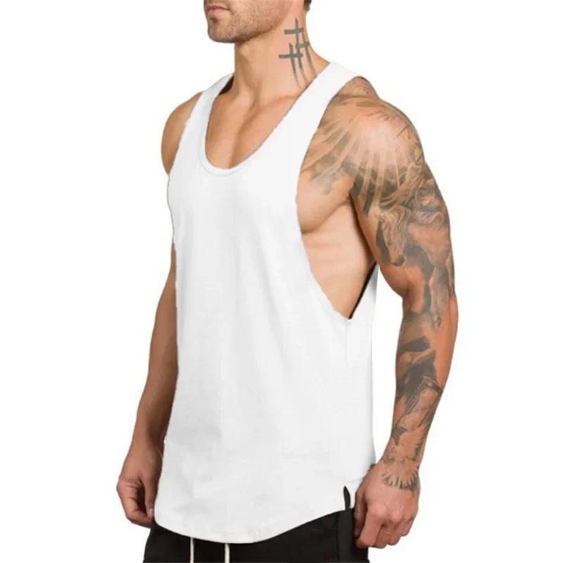 Gilets unis en coton respirant sans manches, T-shirts de gymnastique, Fitness, musculation, vêtement
