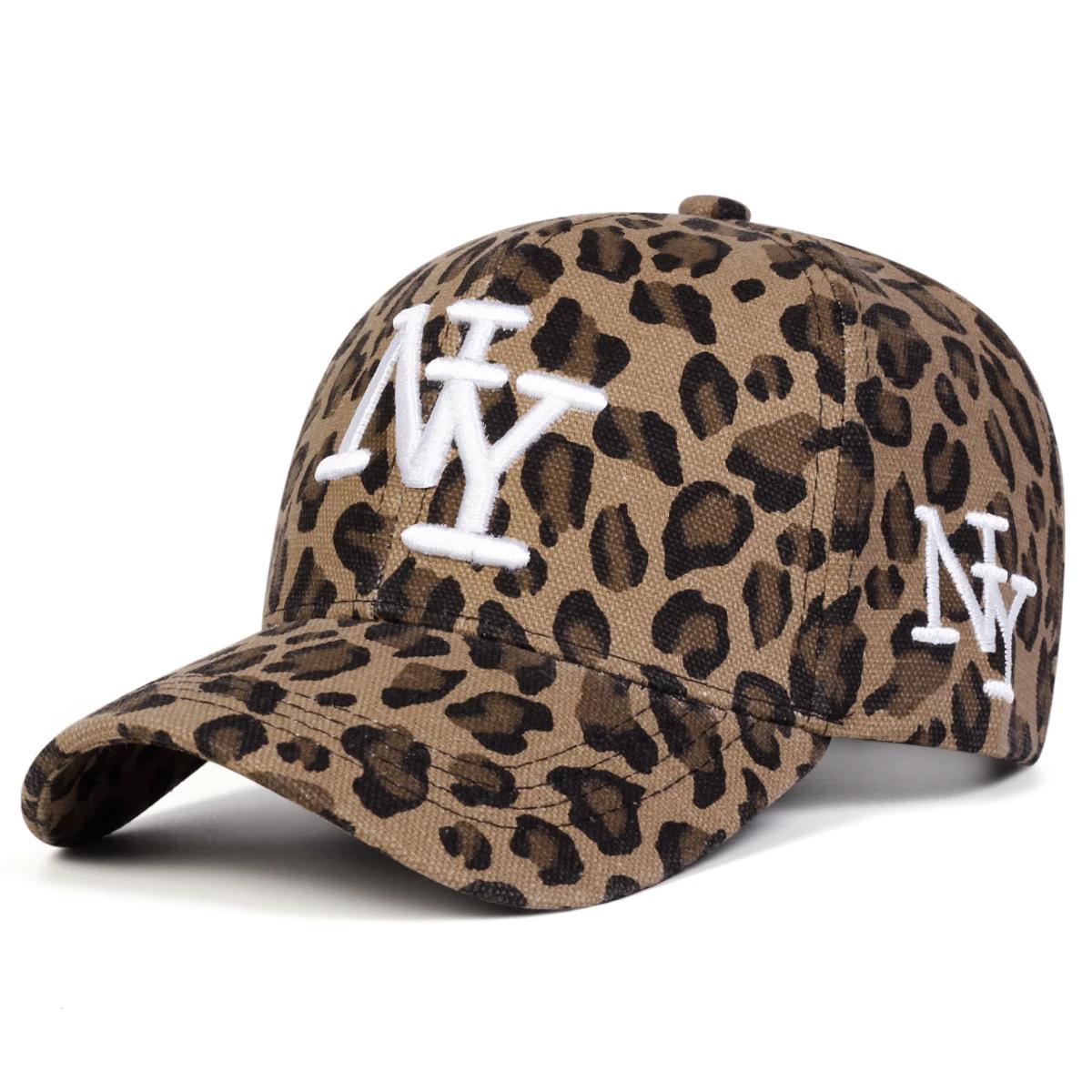 Casquette de Baseball unisexe NY lettre brodée imprimé léopard, chapeaux décontractés réglables pour