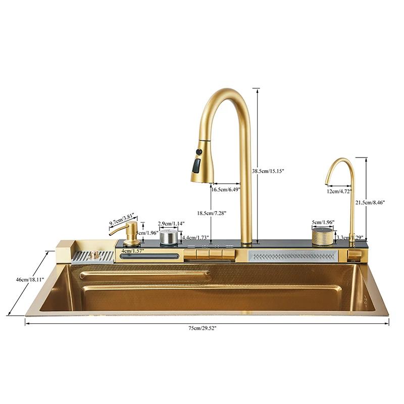 Évier de Cuisine en Acier Inoxydable localité à Double Cascade, Grand Lavabo en Relief à une Fente,