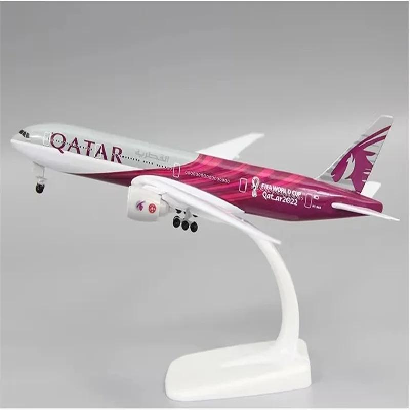 Air Qatar en alliage métallique, modèle d'avion moulé sous pression, roues d'avion lavables, engrena