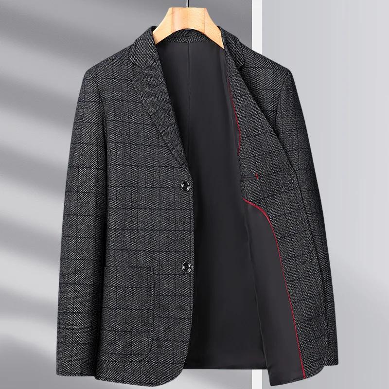 Pour l'automne et l'hiver 2025, vestes de costume en laine décontractées pour hommes d'âge moyen et