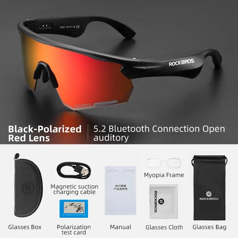 Lunettes vélo ROCKBROS Bluetooth Vstimulations - 120mAh charge pour cyclisme VTT route course sport conduite