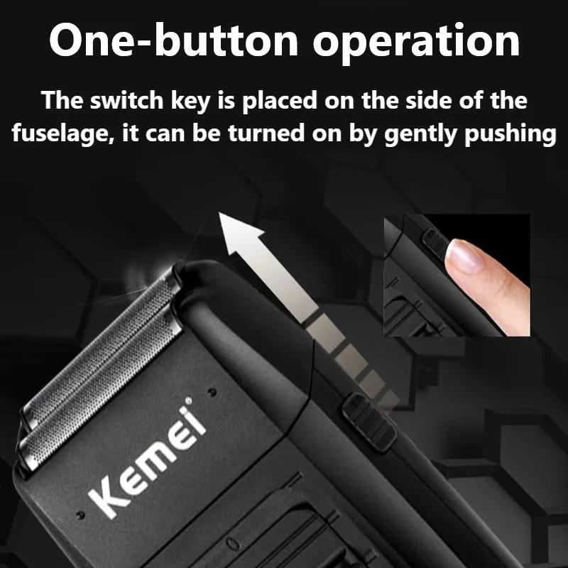 Kemei KM-1102 rasoir sans fil Rechargeable pour hommes double lame rasoir à barbe alternatif soins d