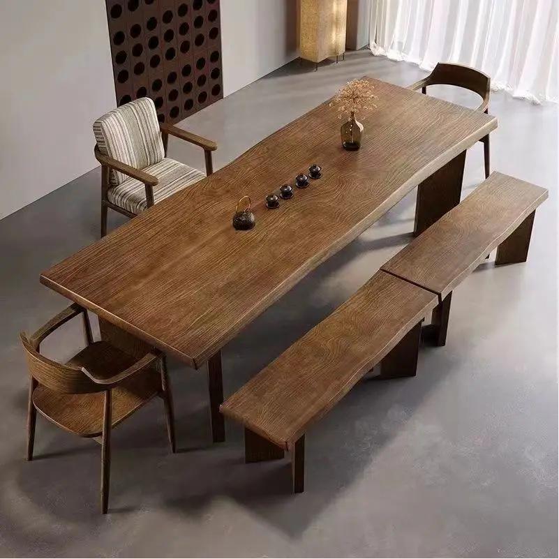 Tabouret long en bois massif de style chinois nordique, banc simple et moderne pour célébrités d'int