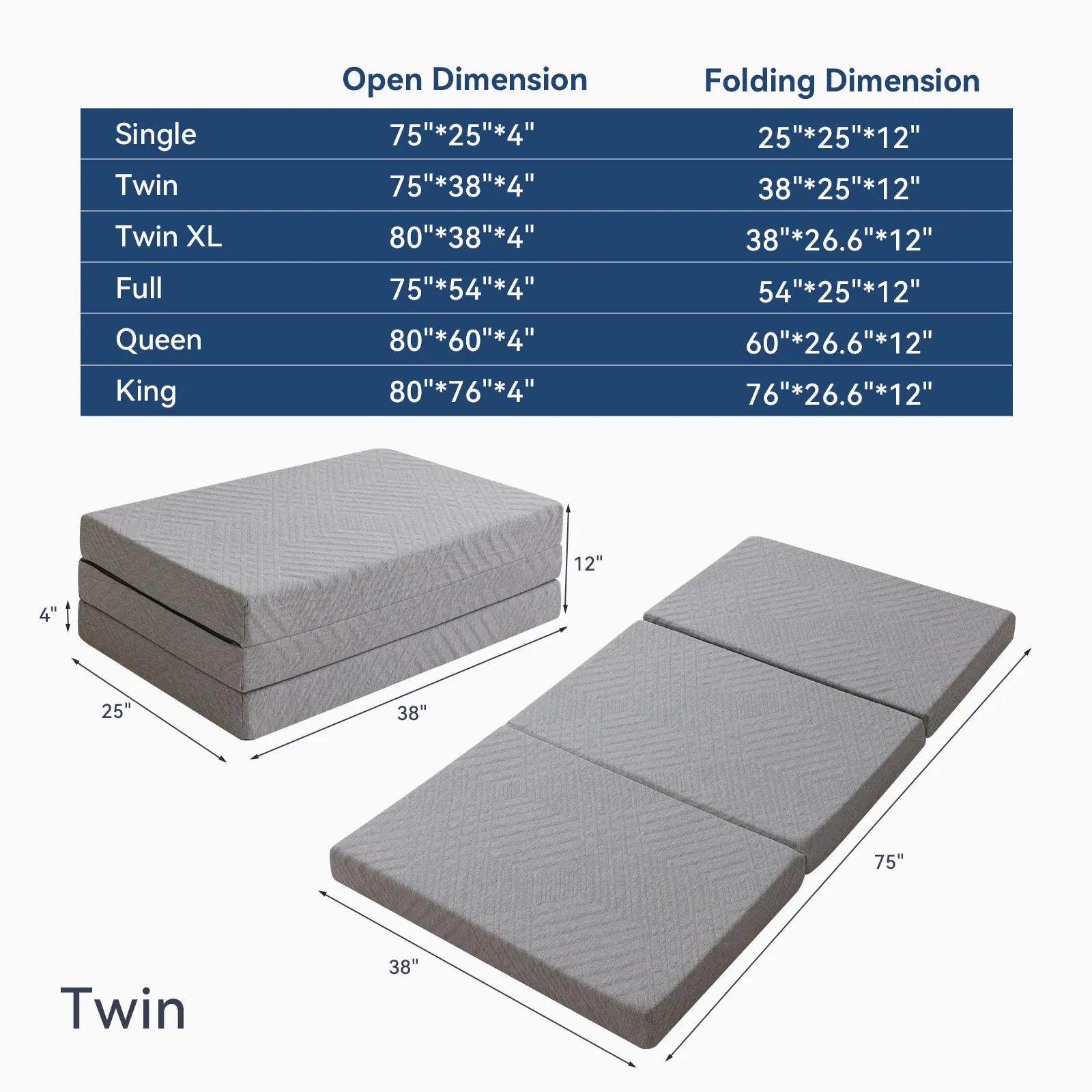 Hcore-Matelas Pliable en Mousse à Mémoire de Forme avec Sac, Surmatelas Portable pour le Sol, le Cam