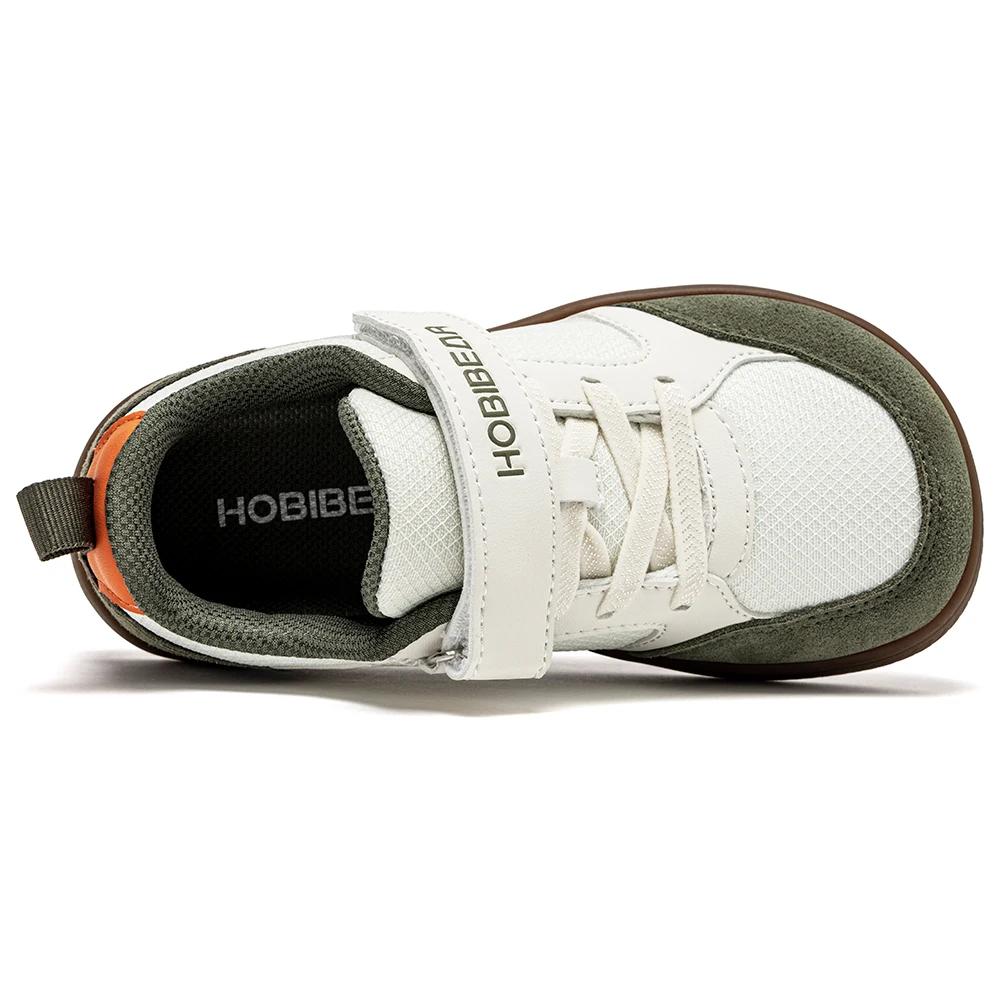 HOBIBEAR chaussures large largeur pour enfants pieds nus crochet boucle baskets minimaliste en cuir