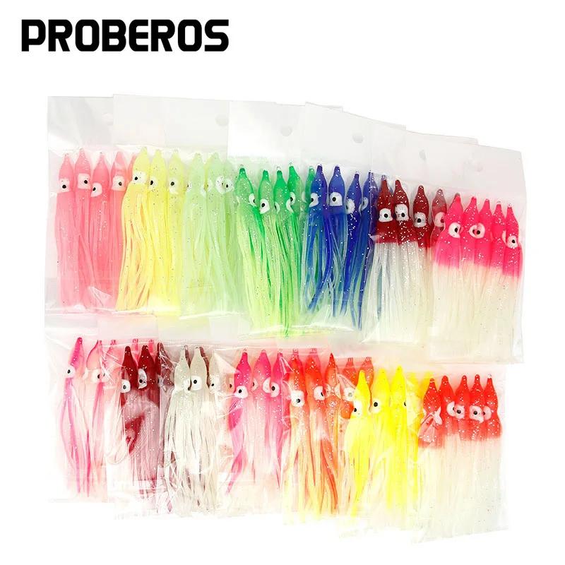 PRO BEROS 5 pièces jupes poulpe lumineuses souples leurre 5-12 cm Silicone thon à la traîne jupe cal
