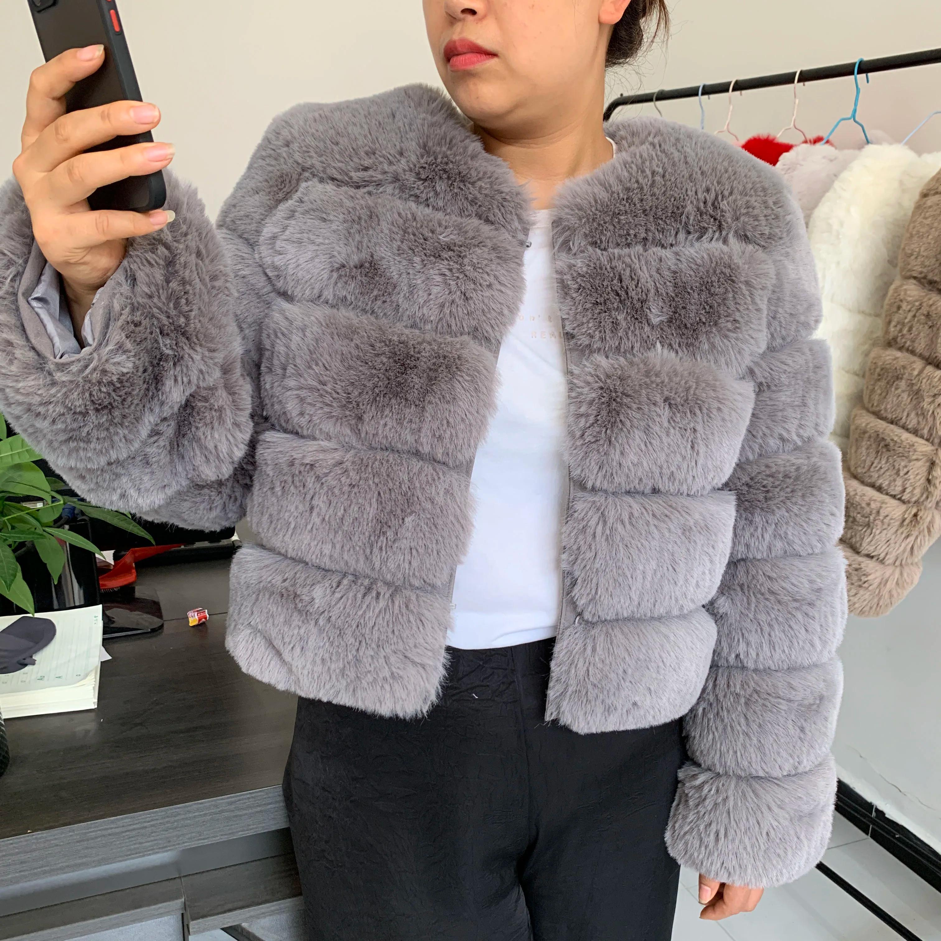 Manteau en fausse fourrure pour femme, super chaud, automne-hiver, court, fausse fourrure de renard,