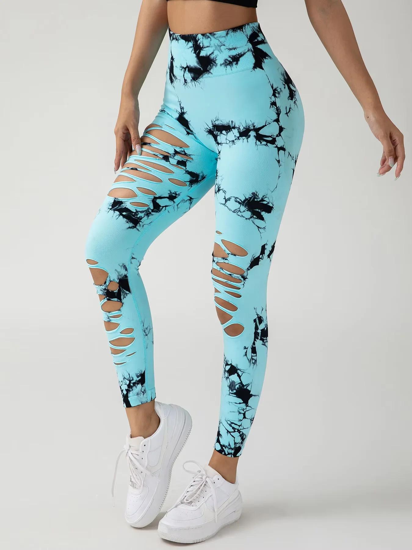 Mode femme sans couture cravate colorant SkinnyYoga pantalon nouveau décontracté évider taille haute