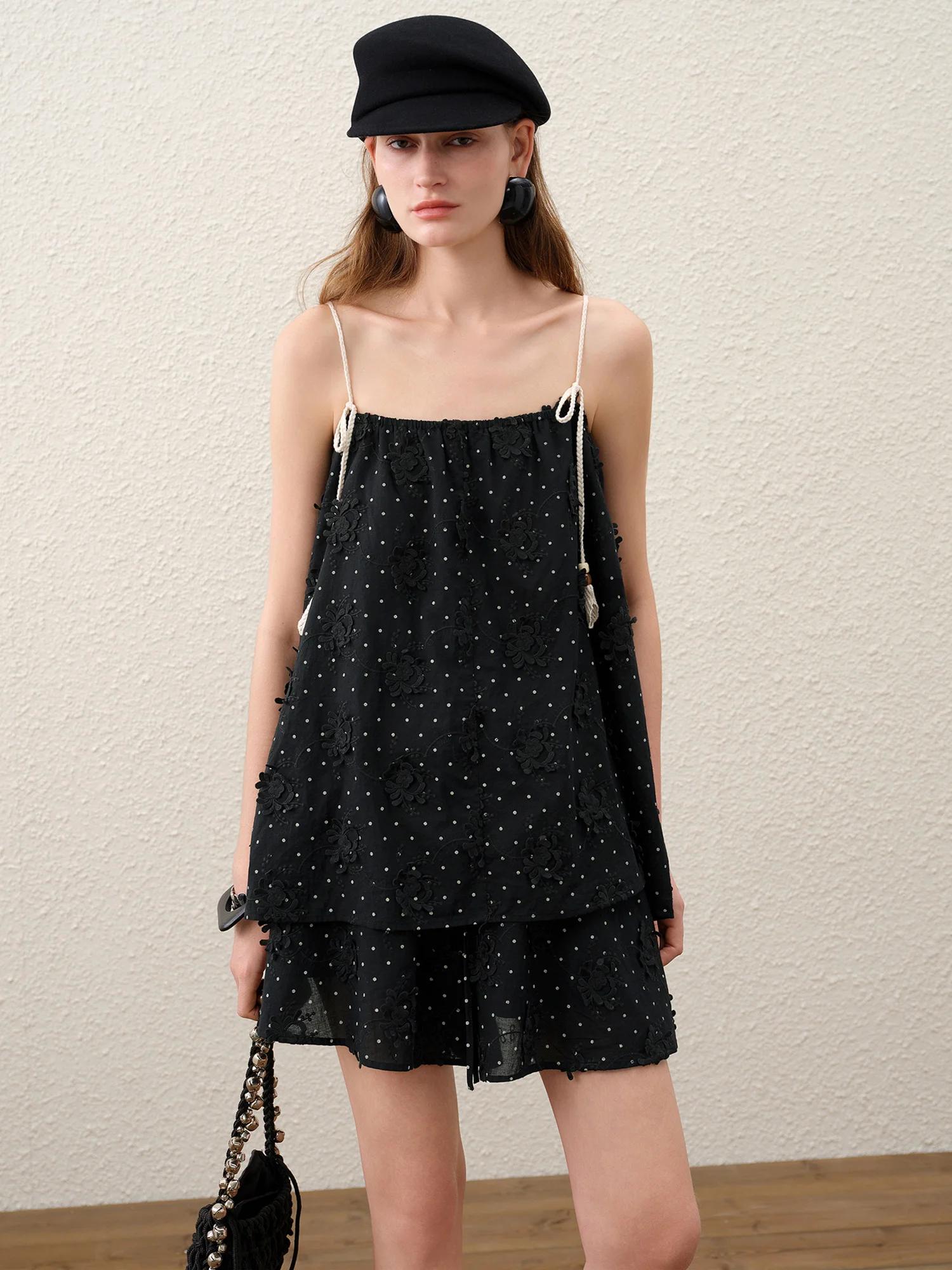 FSLE【Série Premium】Ensemble deux pièces été 2026 pour femme : caraco brodé et short – Tenue de vacan