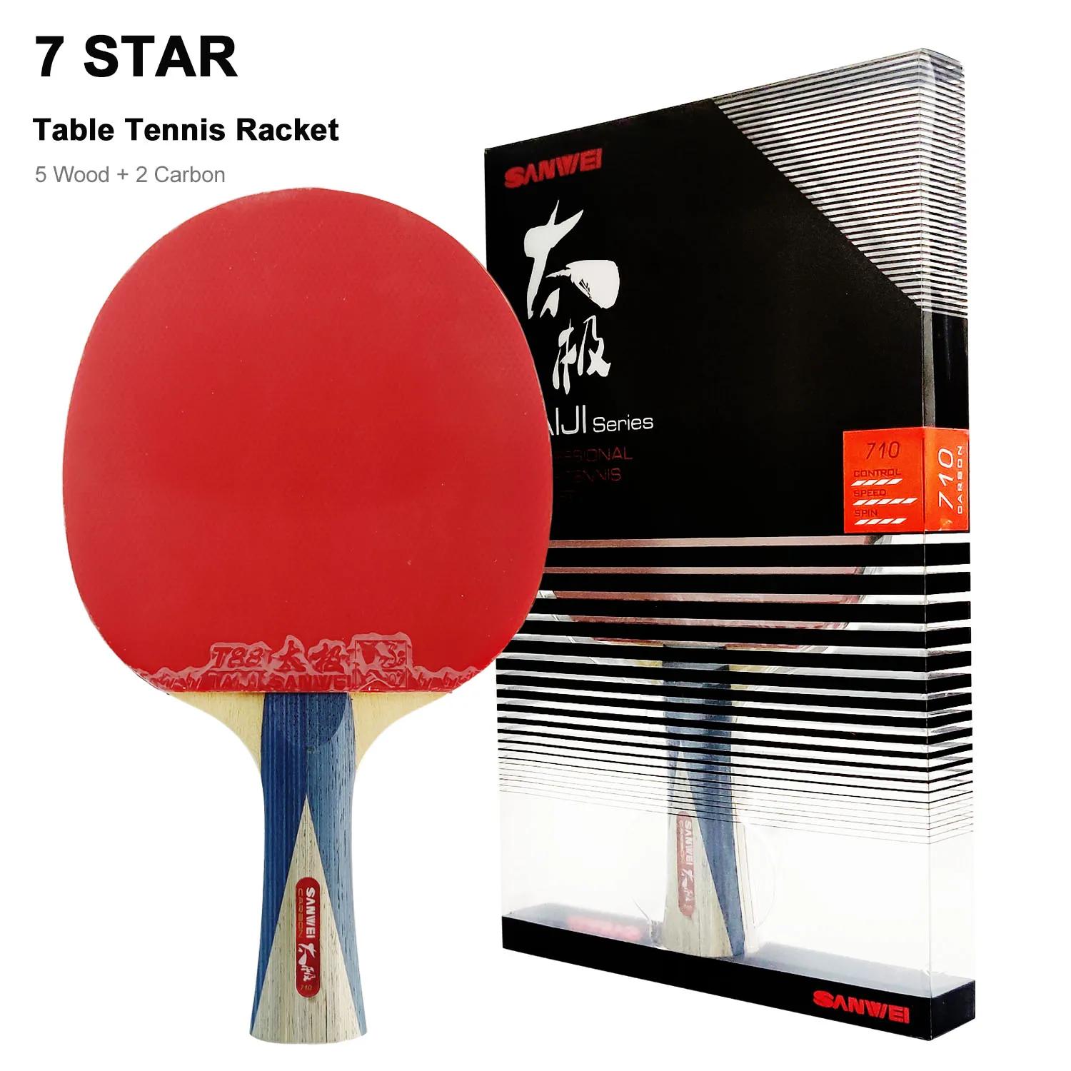 SANWEI-Raquette de tennis de table professionnelle Taiji 7, 8, 9 étoiles, en bois et carbone, ping-p