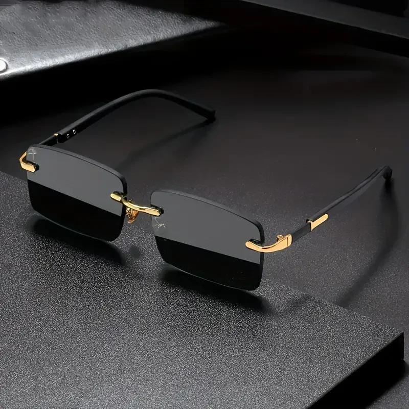 Lunettes de soleil rectangulaires sans monture pour hommes et femmes, nuances populaires, petites lu