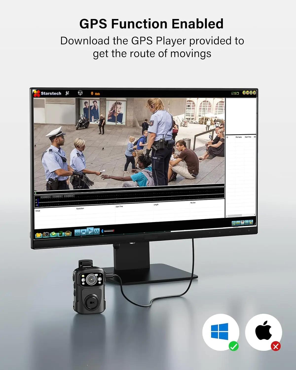 BOCombination-Caméra Linge VB4K5 4K, IP68, GPS, portée par le corps, caméra de police 128 Go, enregi