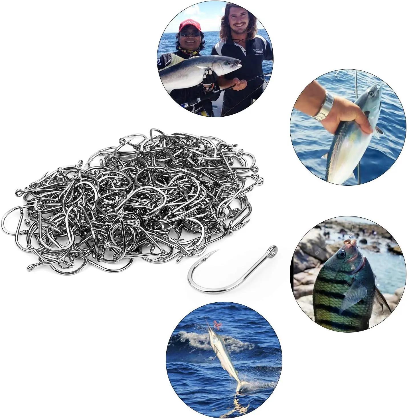 Hameçons de pêche 100-1000 pièces de boîte à hameçons ensemble eau salée eau douce acier à haute ten