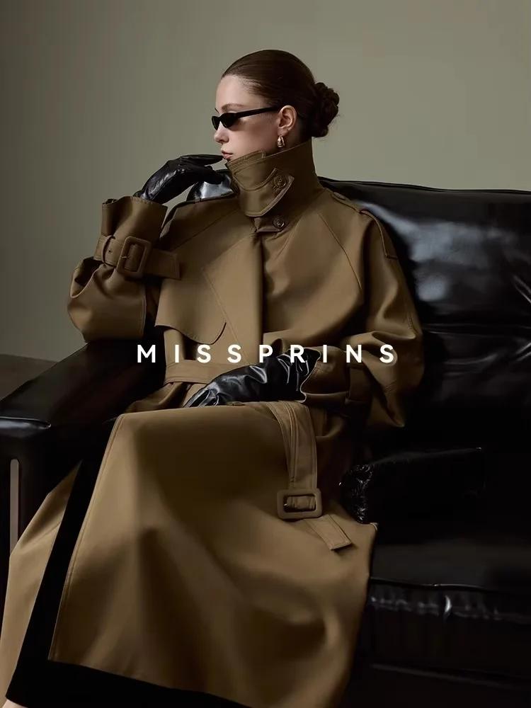 Lautaro printemps automne Long kaki Trench manteau pour femmes ceinture Double boutonnage Chic luxe