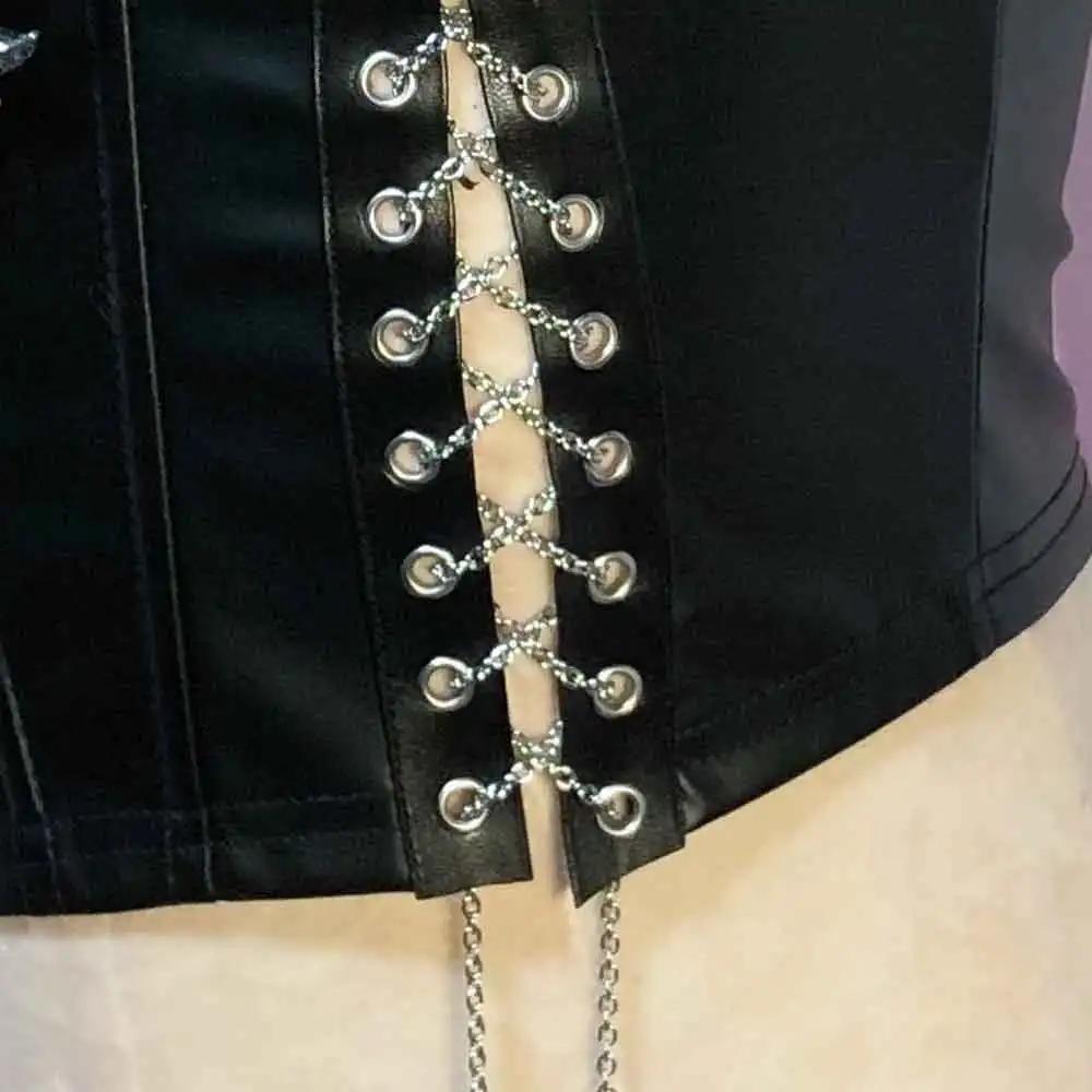 Débardeurs Gothiques Y2K Cybergoth pour Femmes, Vêtements Emo, Tops Corset Gothiques avec Chaîne, So