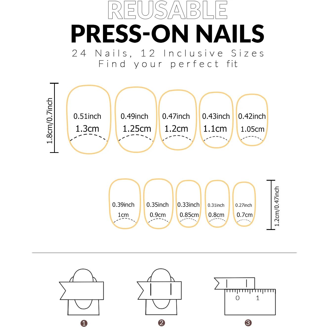 Ongles de Type presse 48 pièces, faux ongles carrés et de presse de taille moyenne, faux ongles poin