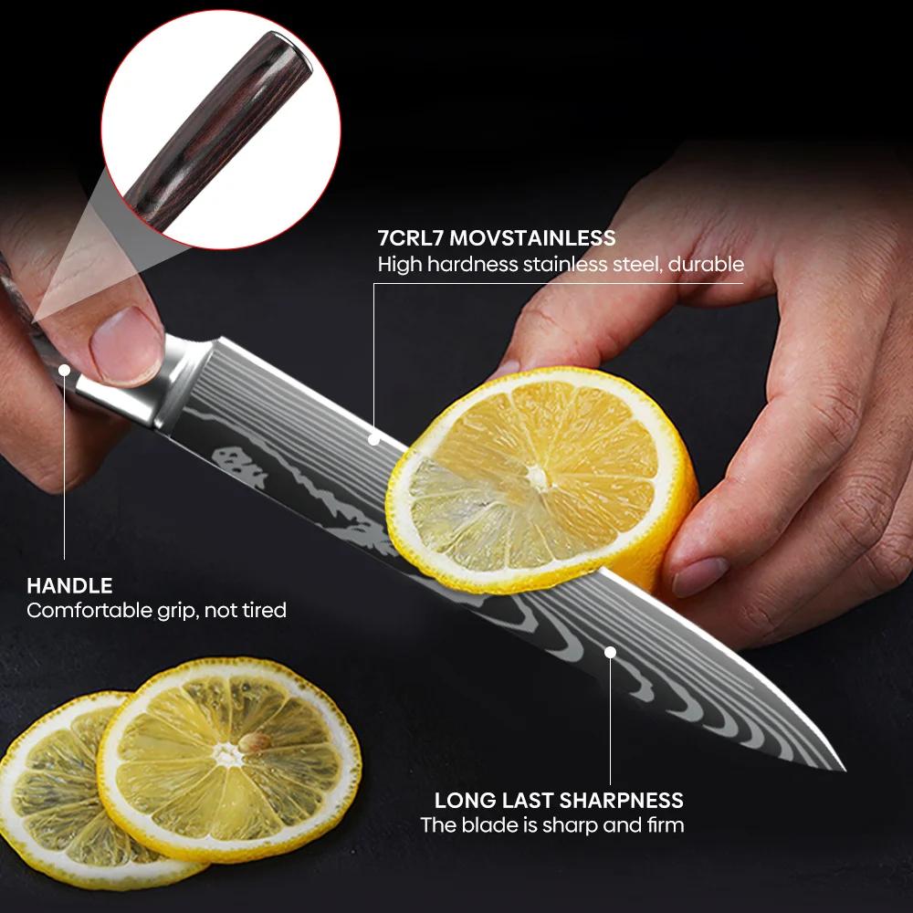MDHAND 6 Styles couteaux de Chef de cuisine en acier inoxydable à haute teneur en carbone couteau à