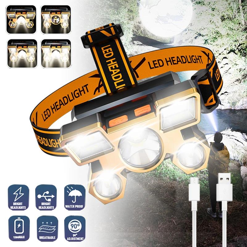 Lampe de sauna aste USB, lampe de poche de bain montée sur la tête, batterie intégrée, camping en pl