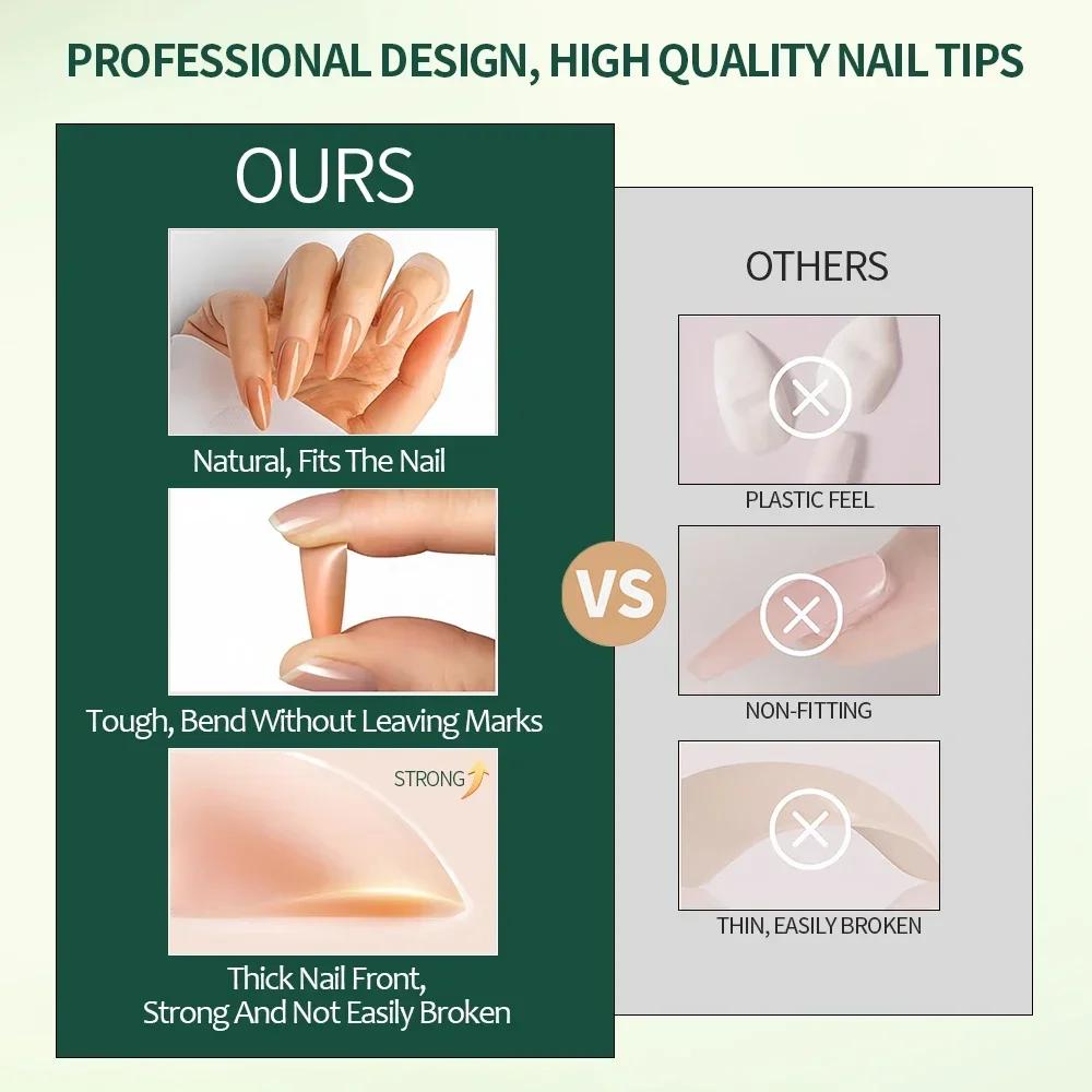 Nailpop 3-en-1 nu naturel doux ongles conseils ensemble 140 pièces tons de peau presse sur les ongle