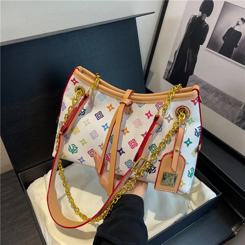 Sac fourre-tout grande capacité avec bandoulière chaîne – Sac à main imprimé à porter à l'épaule ou