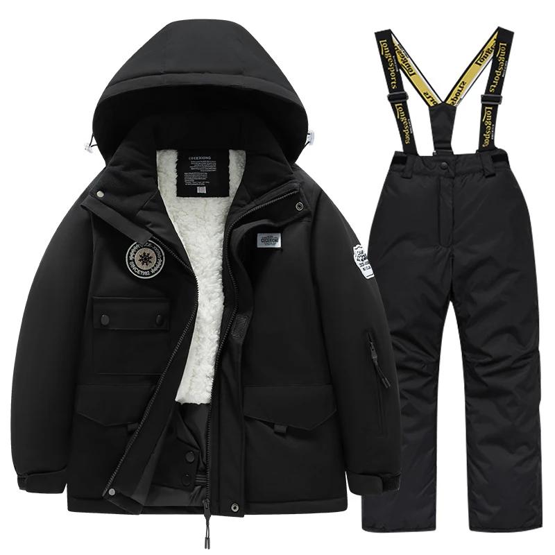Combinaison de ski d'hiver pour enfants - Manteau épais coupe-vent imperméable neige garçons filles