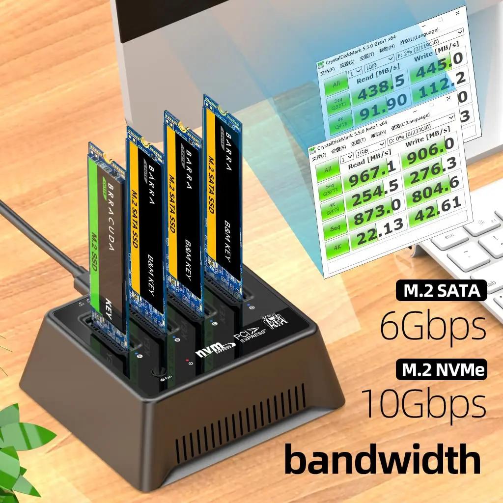 MAIWO 4 baies M2 Nvme Station d'accueil M/B clé type-c 10Gbps M.2 boîtier USB C SSD boîtier NVME et