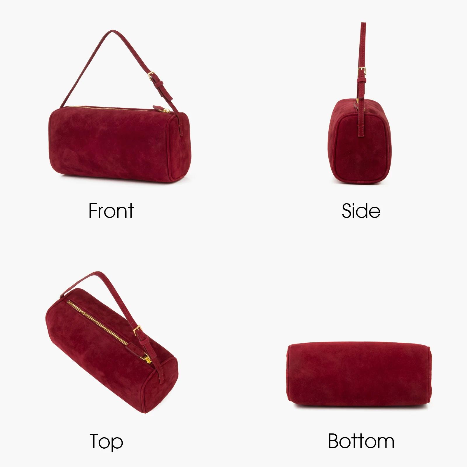 Matna-Petit sac à main en cuir suédé, sac à bandoulière en peau de mouton véritable rouge, initié à