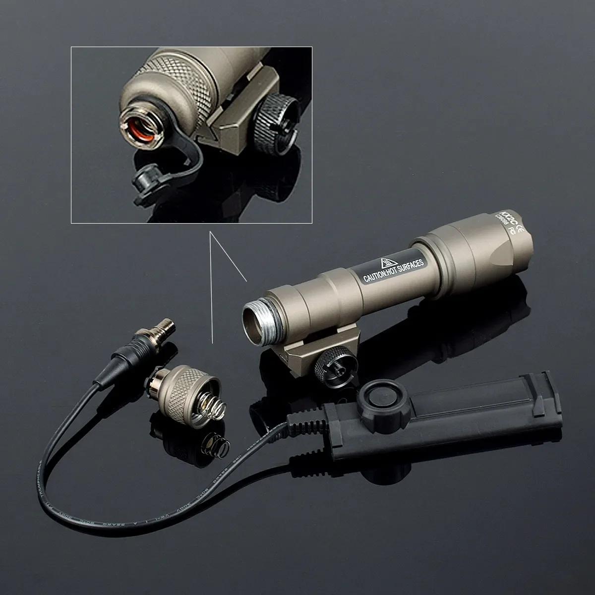 Lampe torche tactique puissante Surefir M600 M300 Airsoft avec double interrupteur à pression, rail
