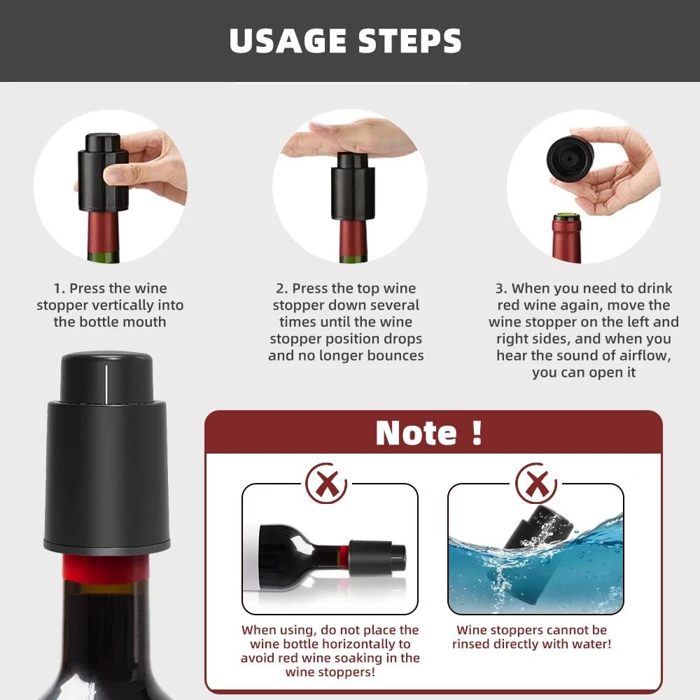 Bouchon de bouteille de vin sous vide, 1/2 pièces, bouchon de stockage scellé, bouchon de vin à mémo