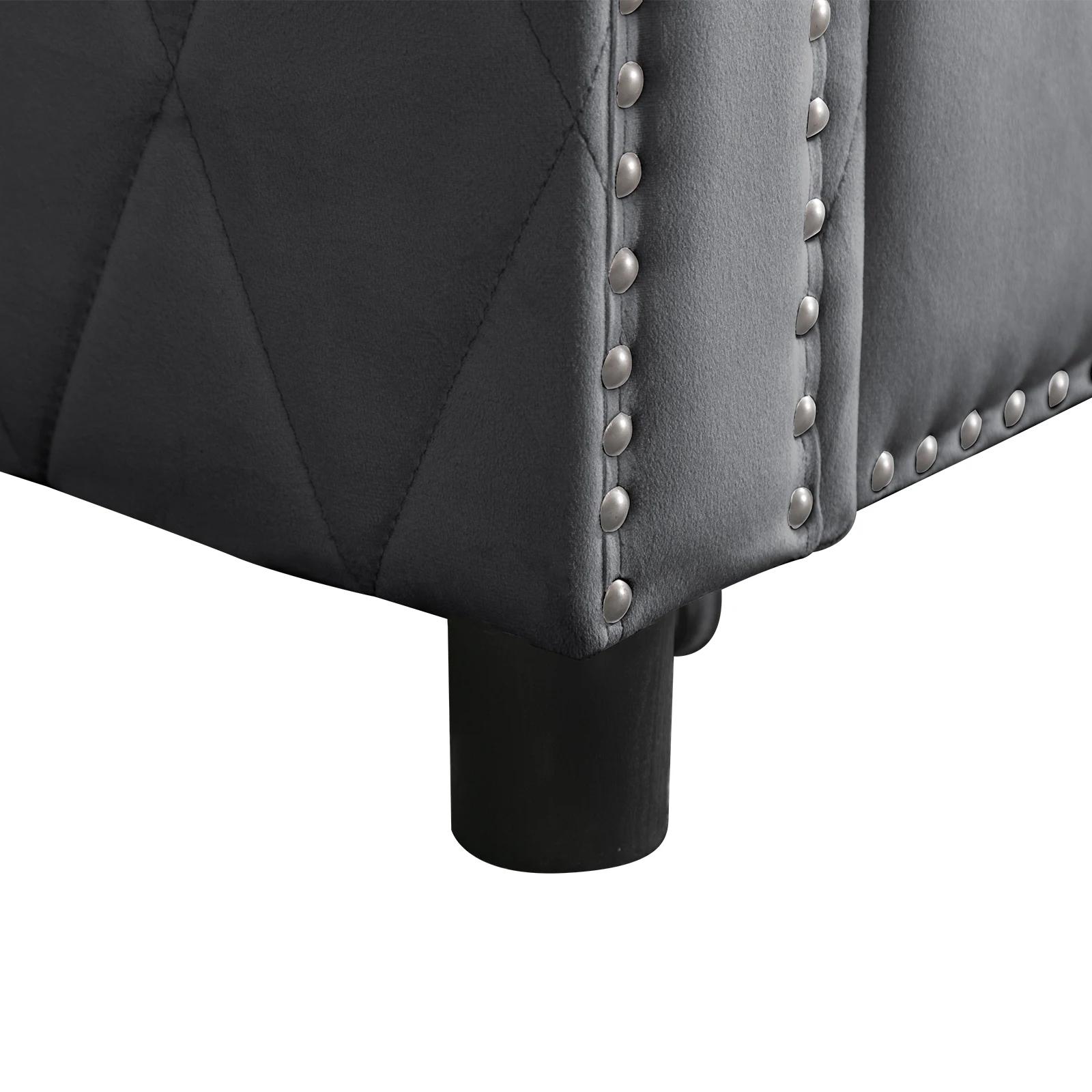 HORGgland-Canapé convertible en forme de L avec chaise de rangement, canapé-lit en velours, canapé-l