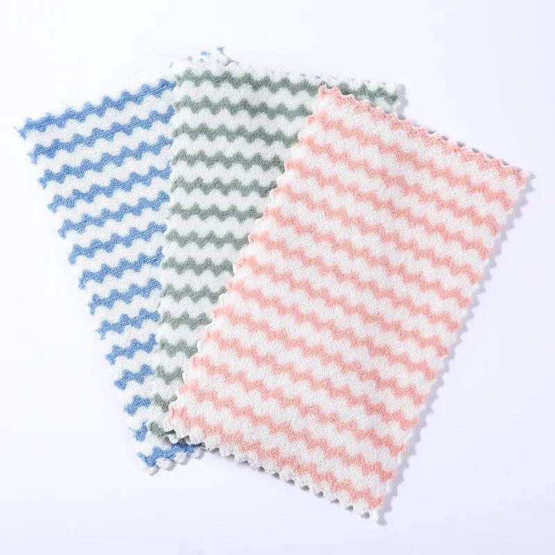 Lingettes de cuisine en velours de corail, 20 pièces, Design ondulé, lingettes absorbantes épaisses