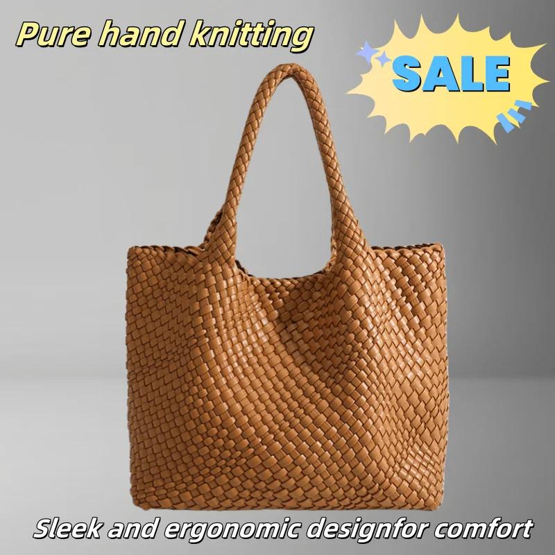 Sac fourre-tout tissé pour femmes, sac à main souple pliable à poignée supérieure, sac Hobo à la mod